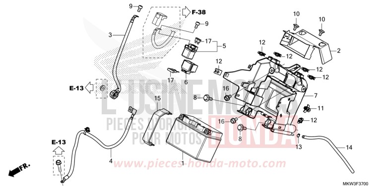 BATTERIE von NC750X DCT MAT BALLISTIC BLACK METALLIC (NHA86) von 2021